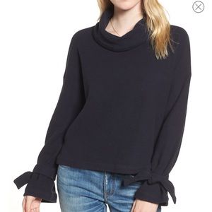Madewell mock neck tie cuff top